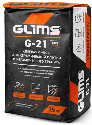 Клей для плитки и керамогранита GLIMS-G 21 (25 kg) от Glims (Россия) в Москве