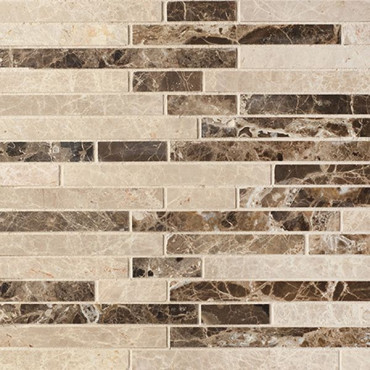CV20081 Мозаика Strips Mix.Polished Light Emperador+Dark Emperador 30.5x30.5 от Colori Viva (Индия) в Москве